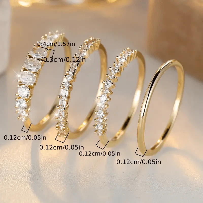 14k Golden Zirconia Stacking Rings - Image 9