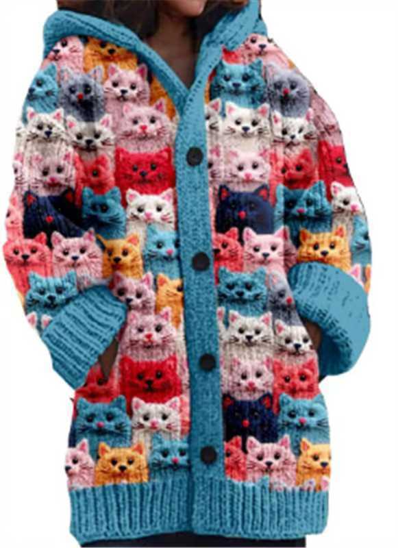 Abstract Print Casual Cape Jacket - Image 10