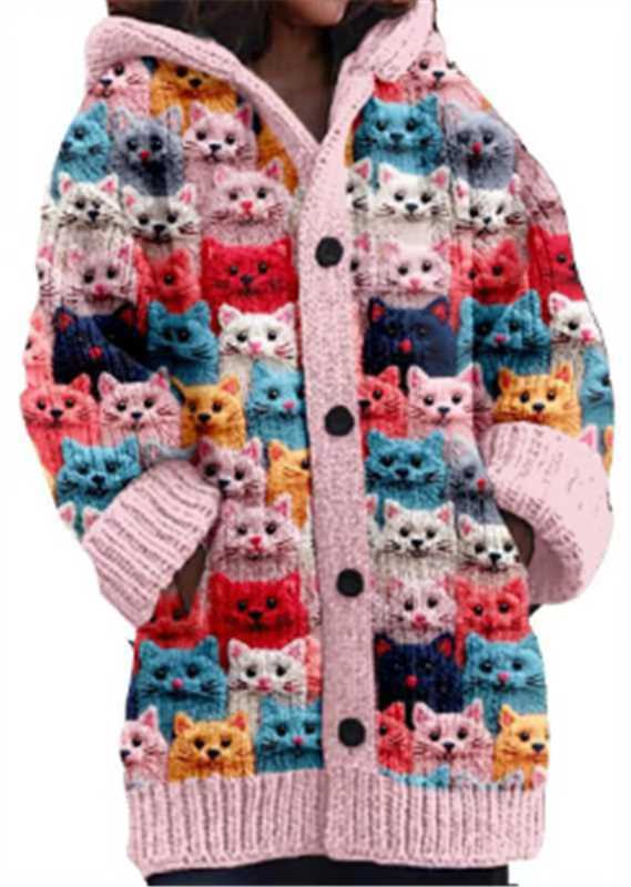 Abstract Print Casual Cape Jacket - Image 12