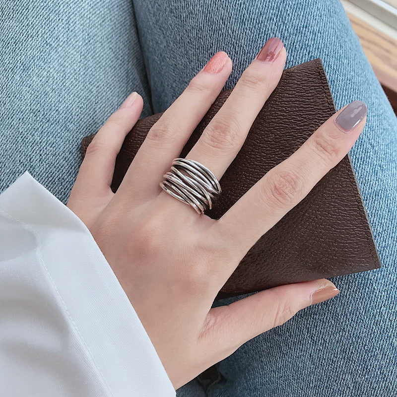 Adjustable Layered Sterling Silver Ring - Image 6