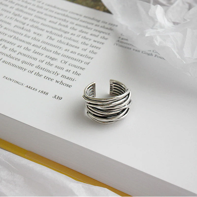 Adjustable Layered Sterling Silver Ring - Image 7