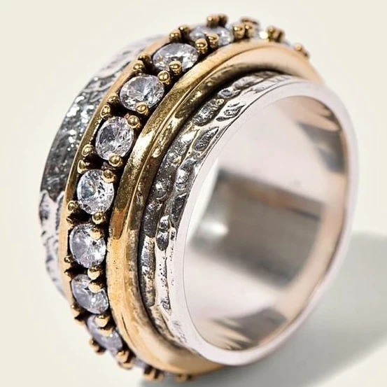 Antique Silver Gold Statement Ring