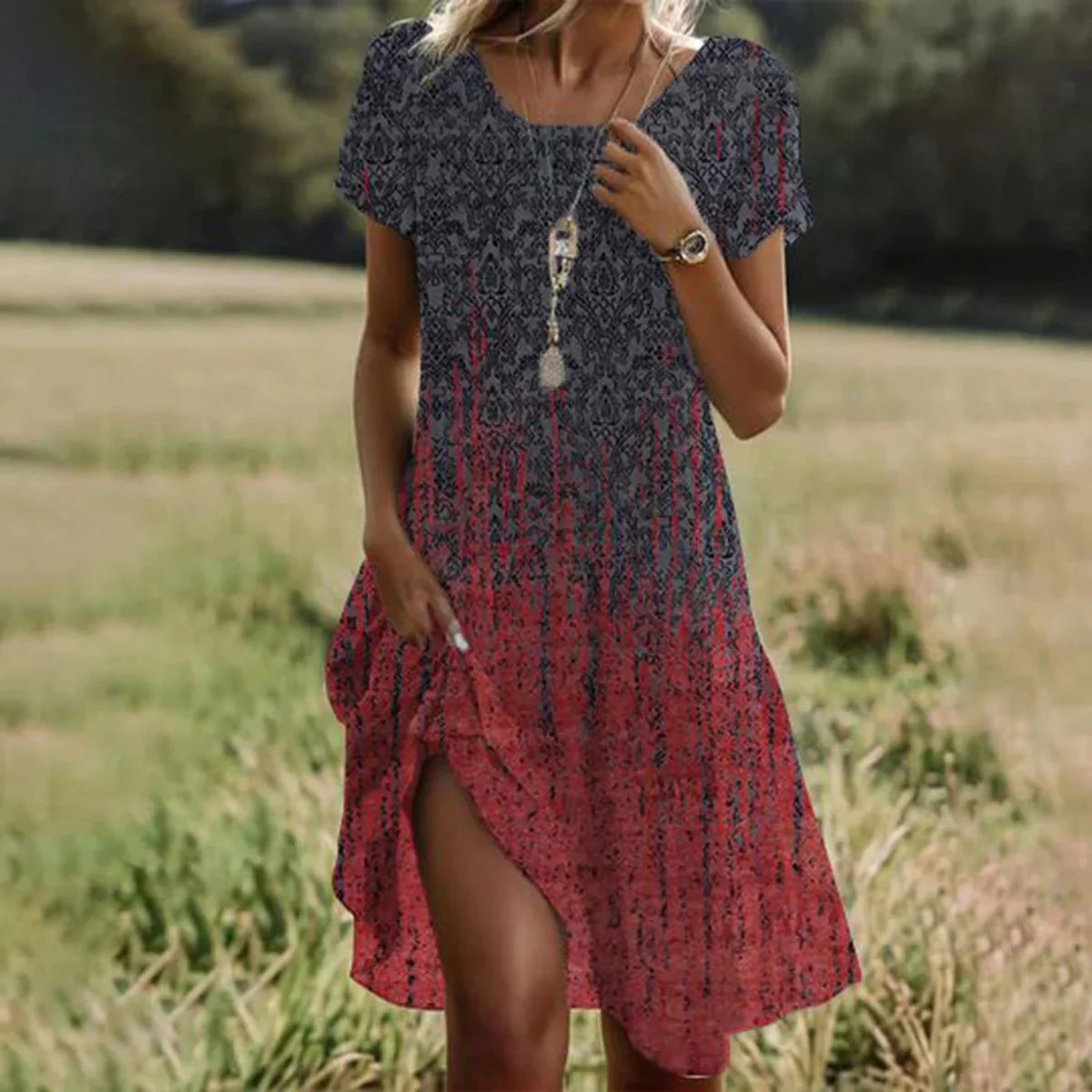 Artistic Bohemian Midi Dress - Image 3