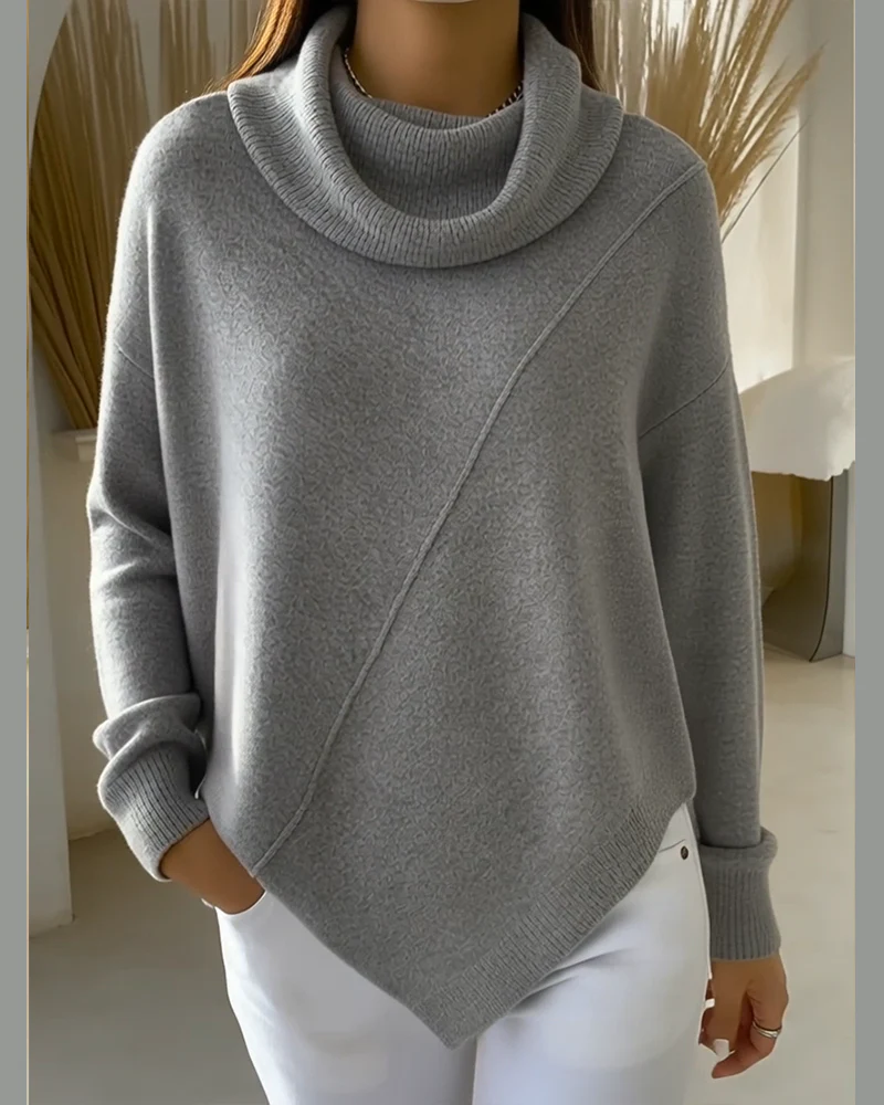 Asymmetrical Cowl Neck Sweater - Image 3