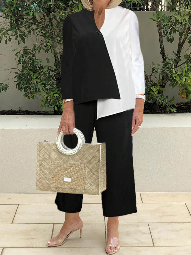 Asymmetrical Hem Top & Pants Two Piece Set - Image 3
