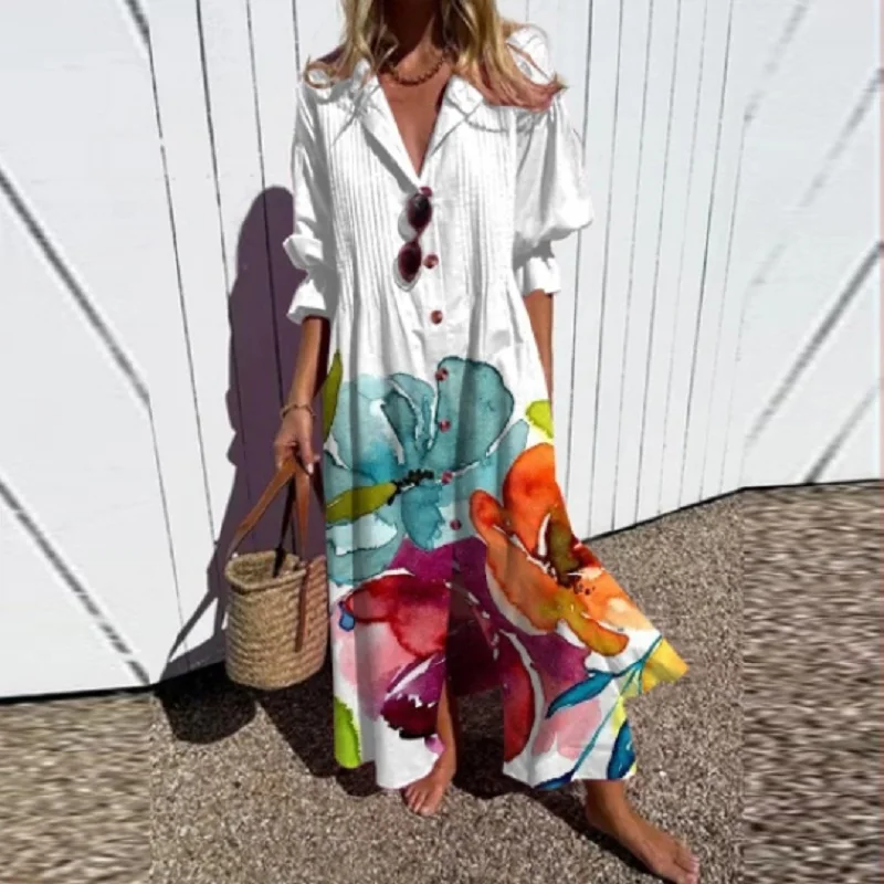 Tiered Boho Midi Dress with Floral Print - Image 8