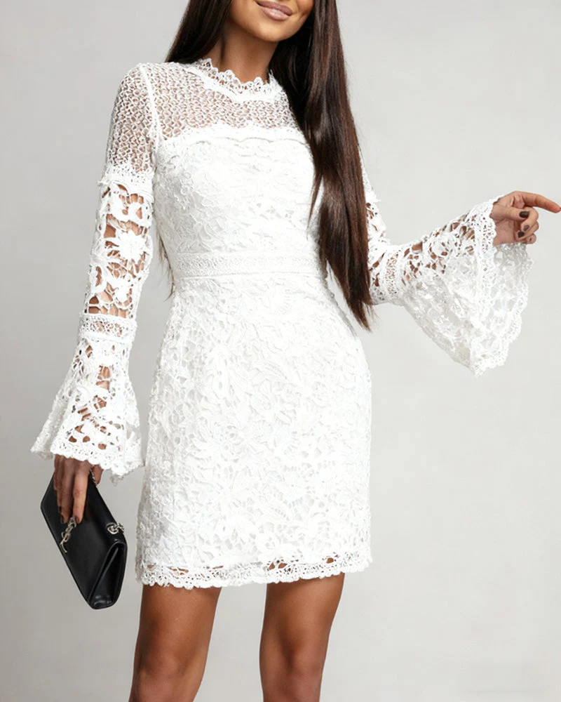 Bell Sleeve Lace Hip Dress - Image 10