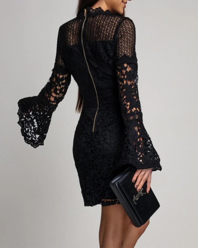 Bell Sleeve Lace Hip Dress - Image 2