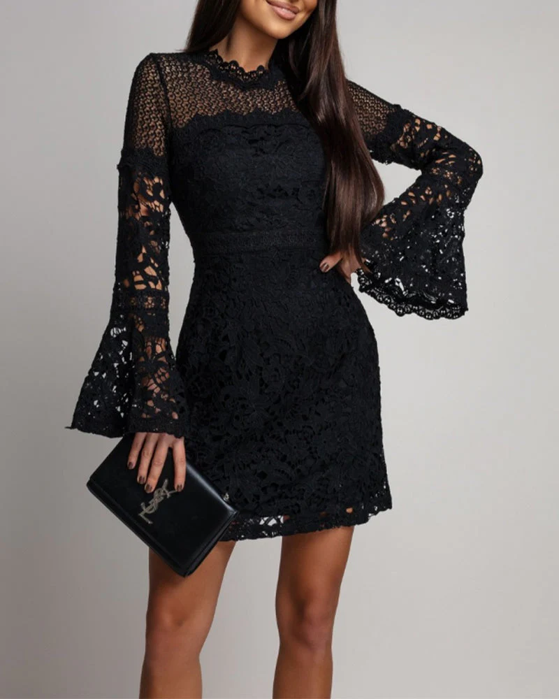 Bell Sleeve Lace Hip Dress - Image 3