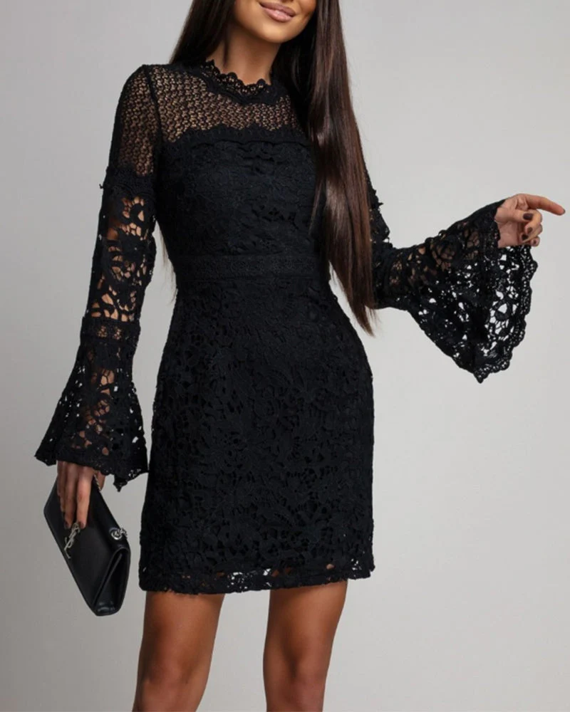Bell Sleeve Lace Hip Dress - Image 5