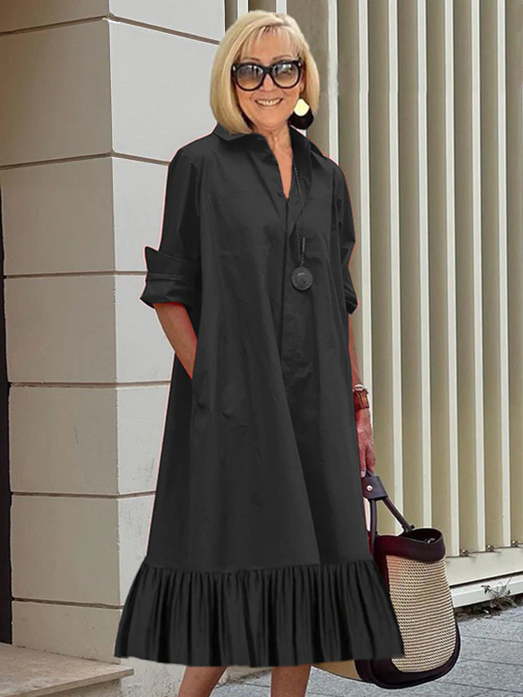 Black Loose Long Sleeve Dress - Image 9