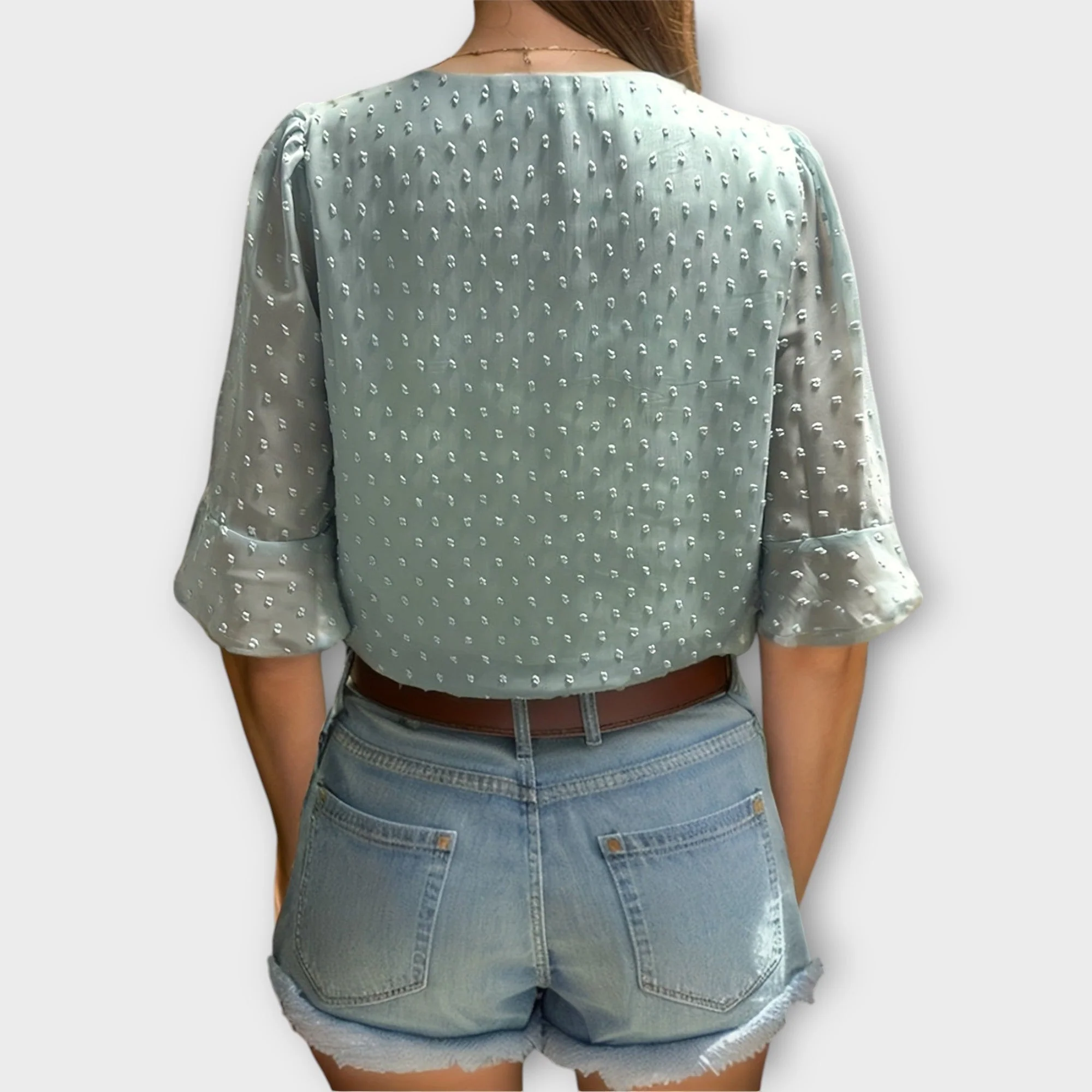 Blouse with Deep Neckline – Soft-Touch Statement Piece for Elegant Evenings or Weekend Styling - Image 10