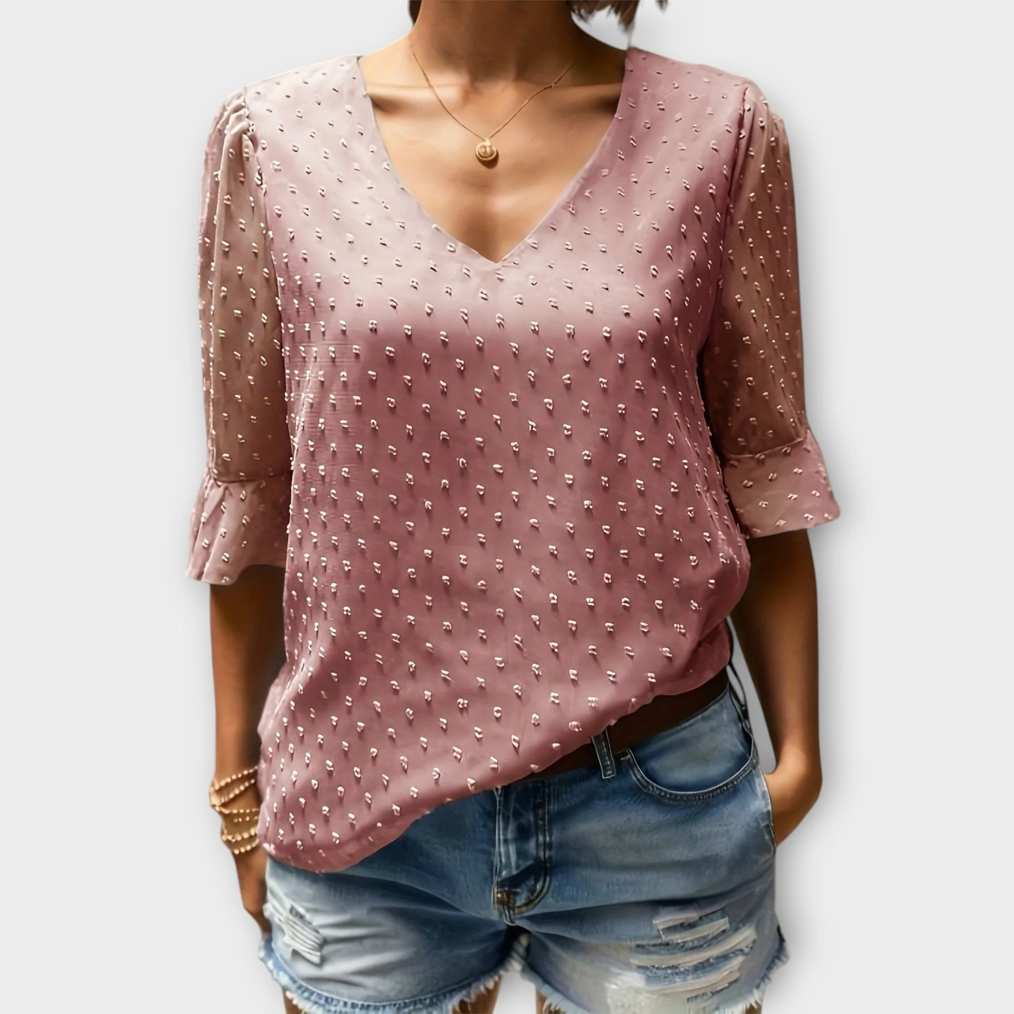 Blouse with Deep Neckline – Soft-Touch Statement Piece for Elegant Evenings or Weekend Styling - Image 12