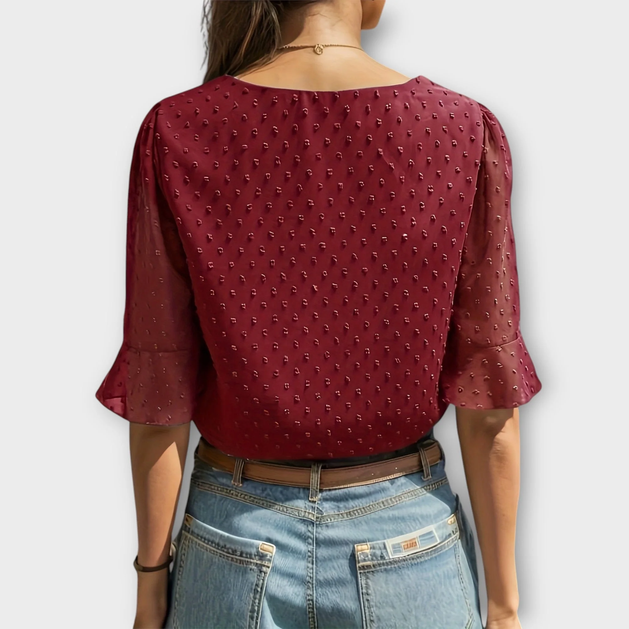 Blouse with Deep Neckline – Soft-Touch Statement Piece for Elegant Evenings or Weekend Styling - Image 13