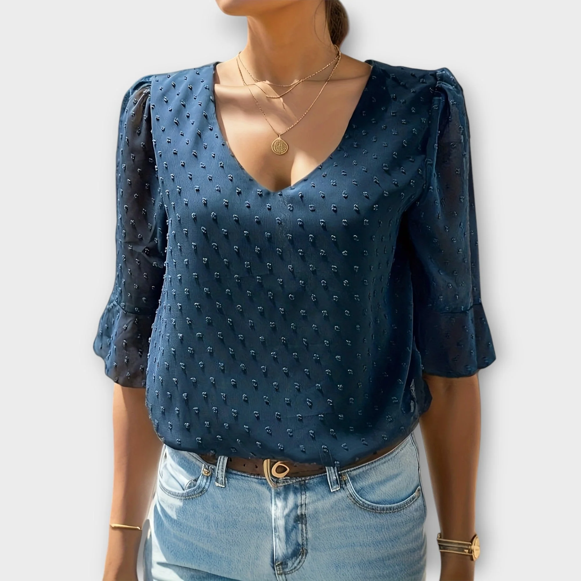 Blouse with Deep Neckline – Soft-Touch Statement Piece for Elegant Evenings or Weekend Styling - Image 22