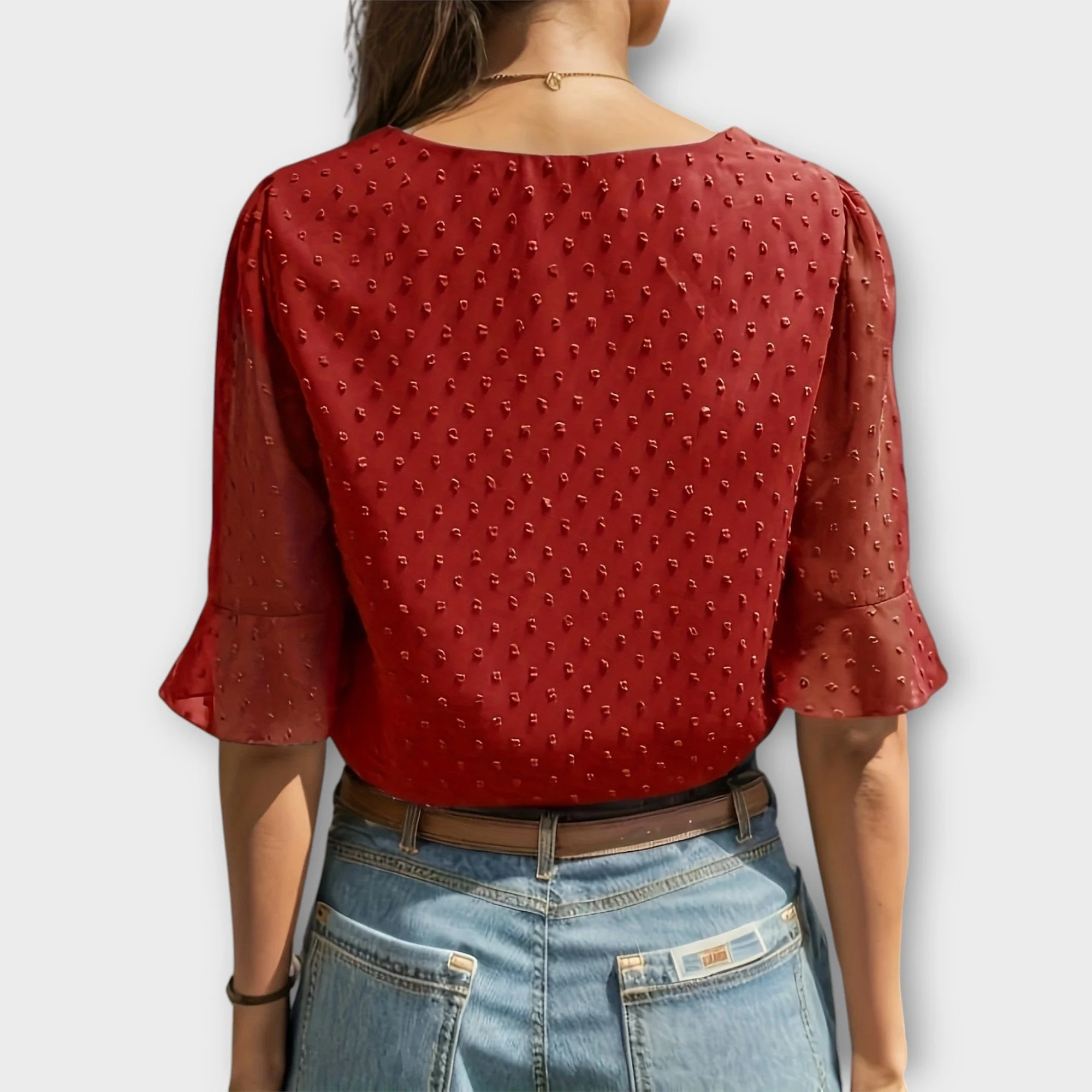 Blouse with Deep Neckline – Soft-Touch Statement Piece for Elegant Evenings or Weekend Styling - Image 24