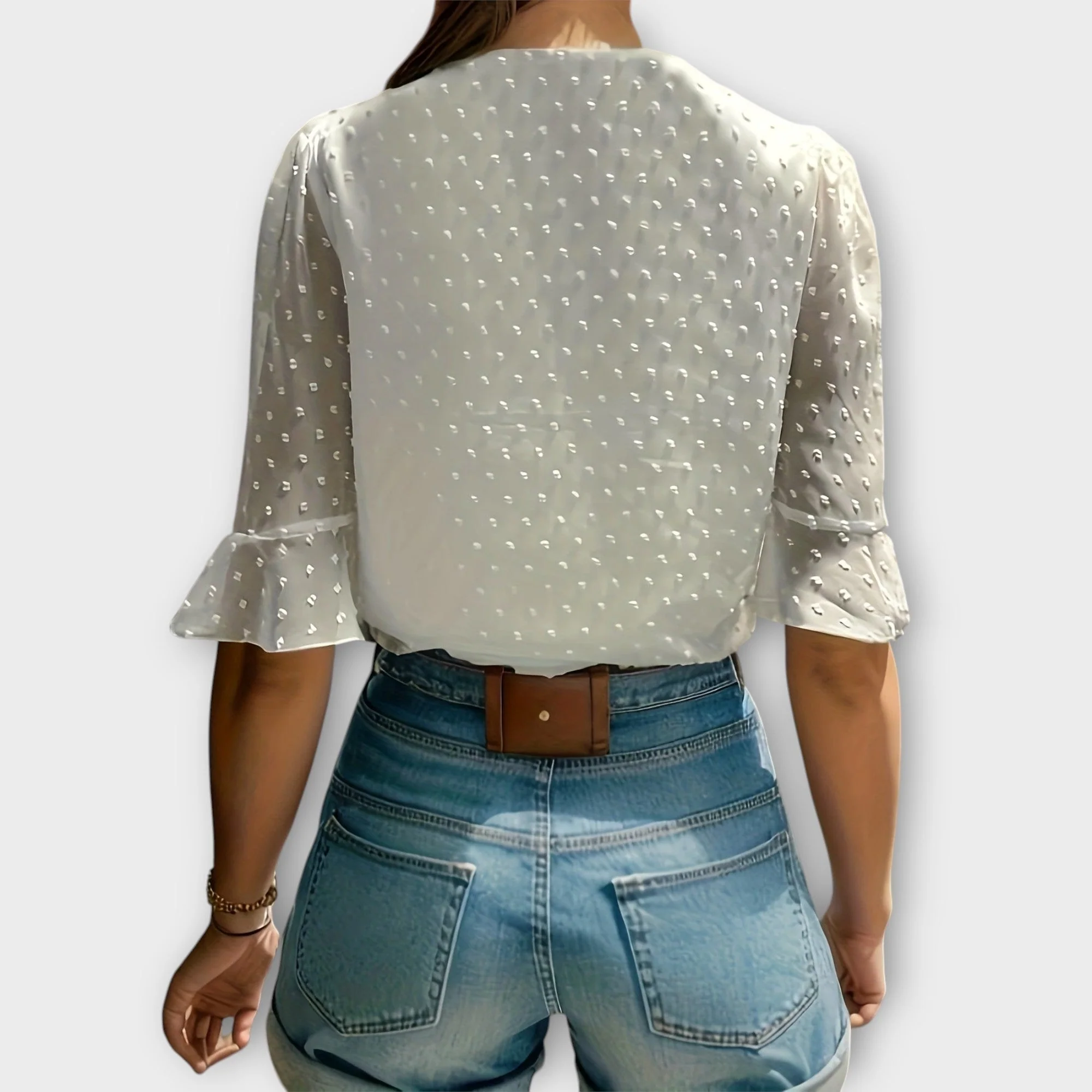 Blouse with Deep Neckline – Soft-Touch Statement Piece for Elegant Evenings or Weekend Styling - Image 4