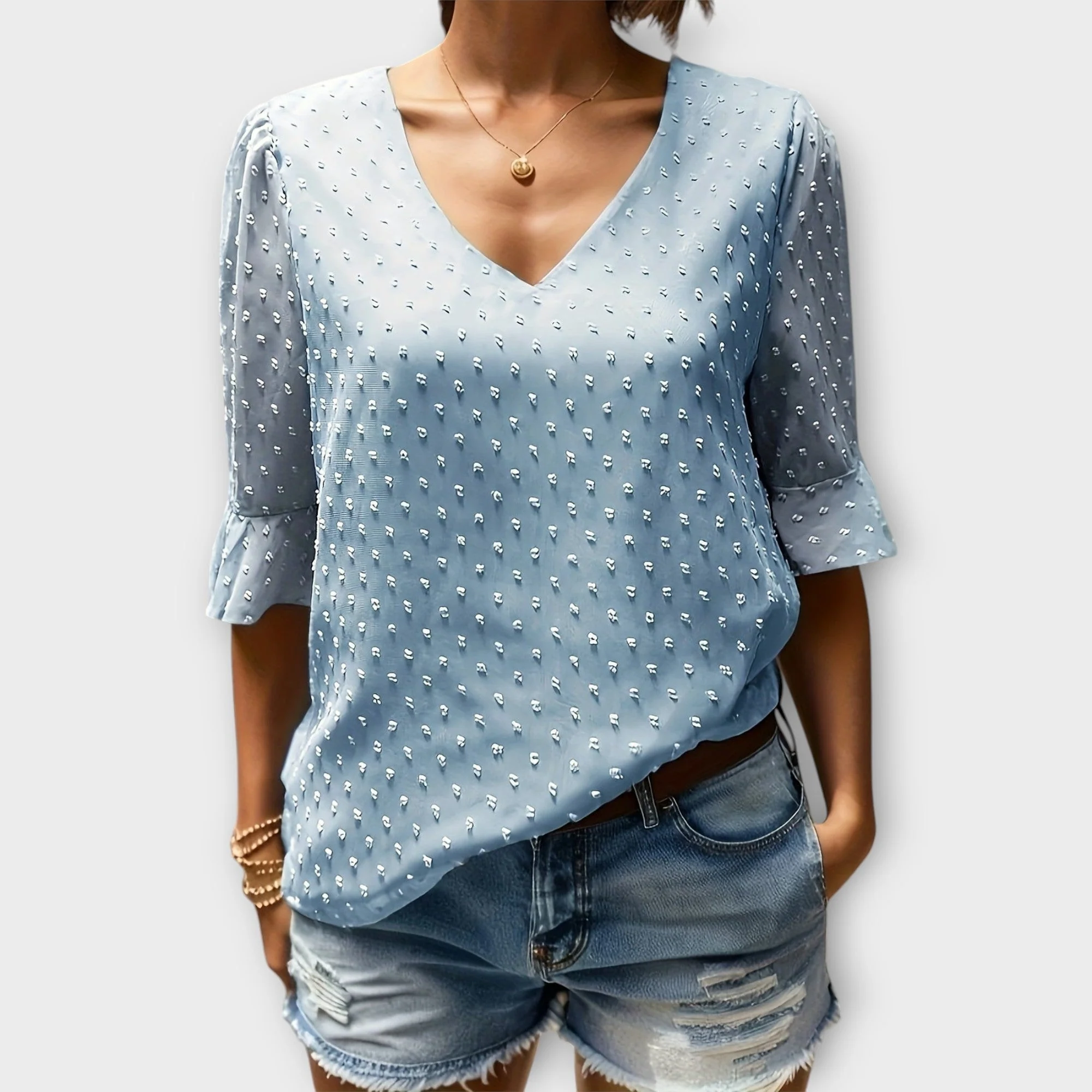 Blouse with Deep Neckline – Soft-Touch Statement Piece for Elegant Evenings or Weekend Styling - Image 7