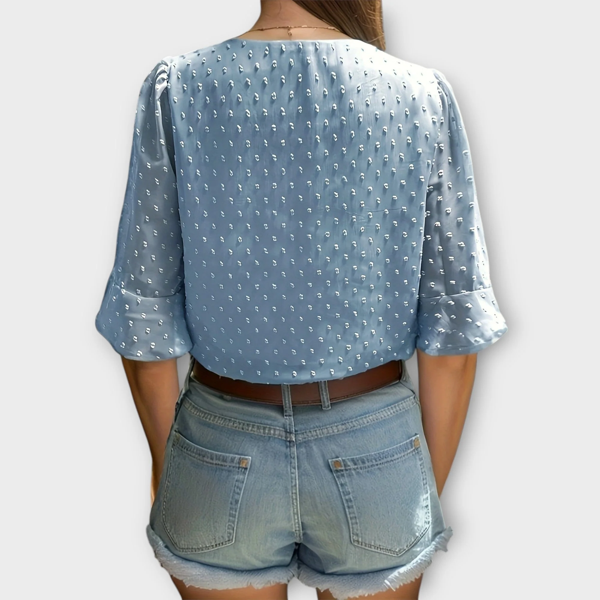 Blouse with Deep Neckline – Soft-Touch Statement Piece for Elegant Evenings or Weekend Styling - Image 8