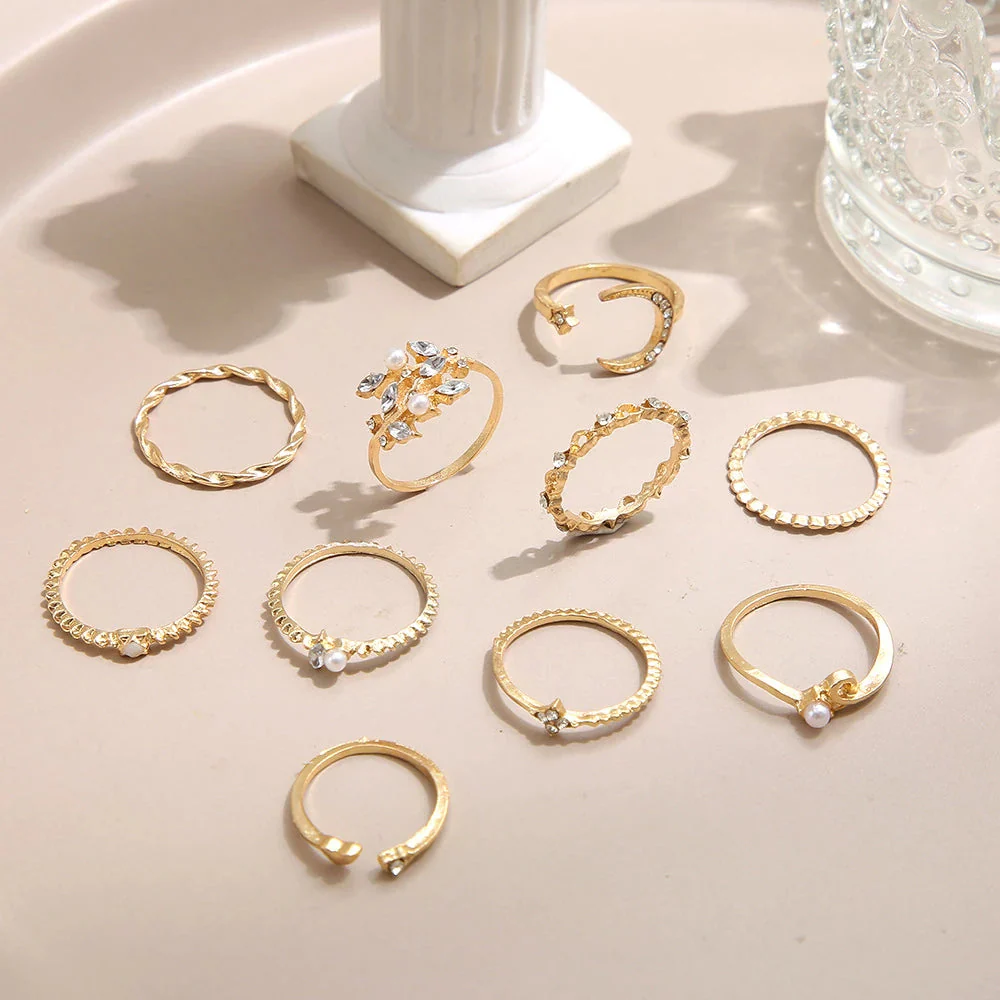 Bohemian Silver & Gold Rings Set - Image 7