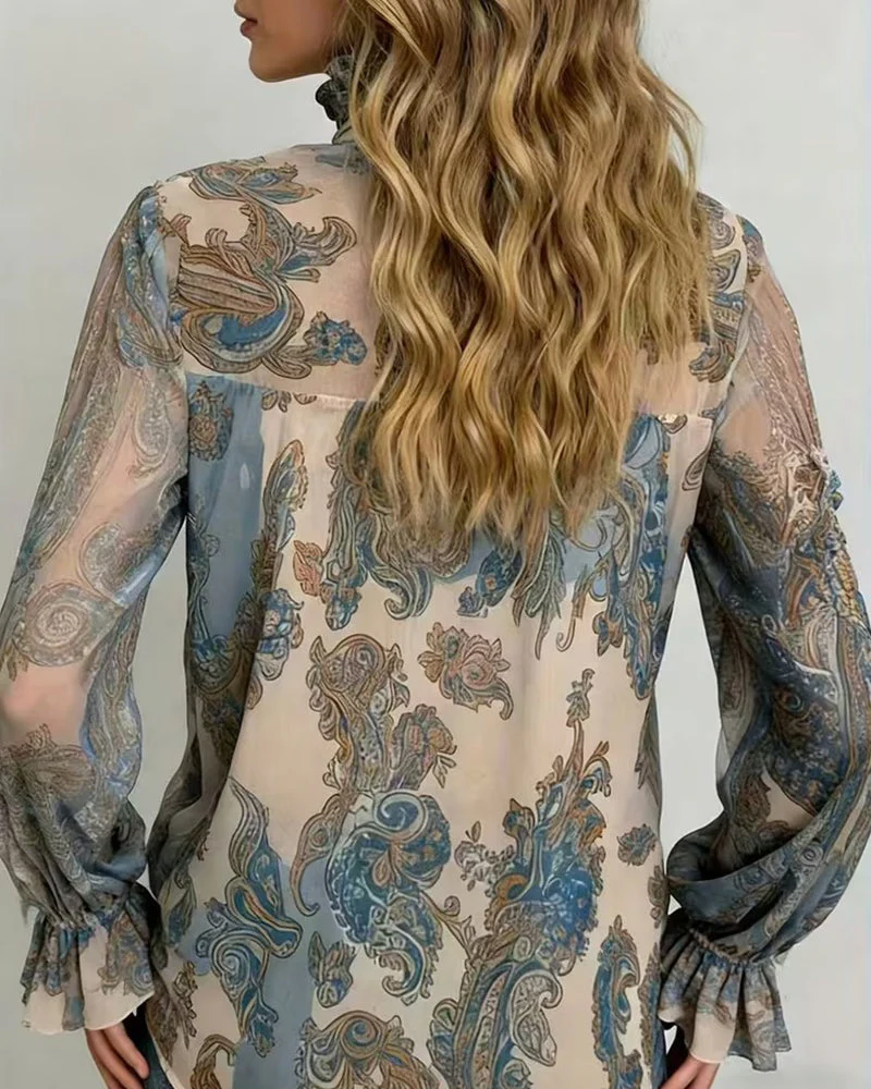 Bohemian Style Cashew Flower Fashion Blouse - Image 4