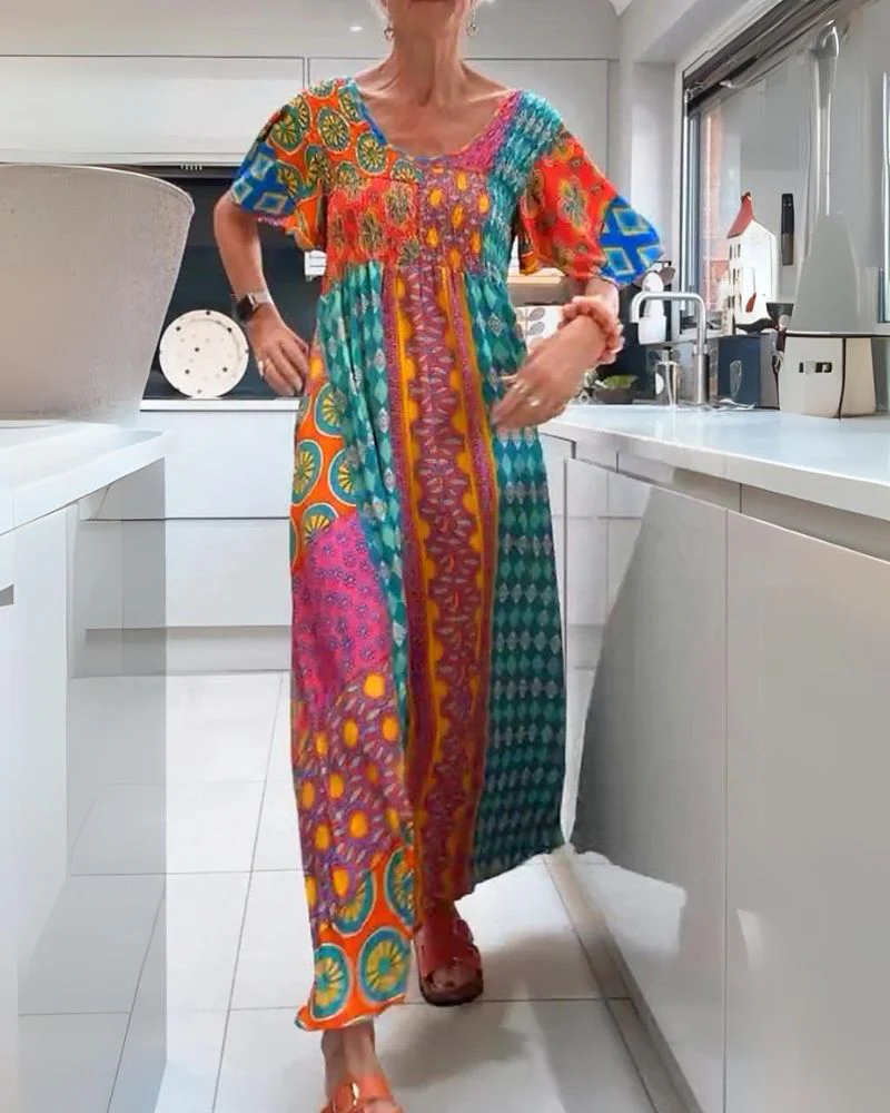 Boho Bliss Patchwork Maxi Dress