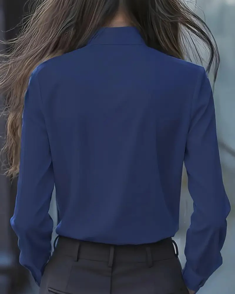 Bow Ruffle Long-Sleeved Shirt - Image 3