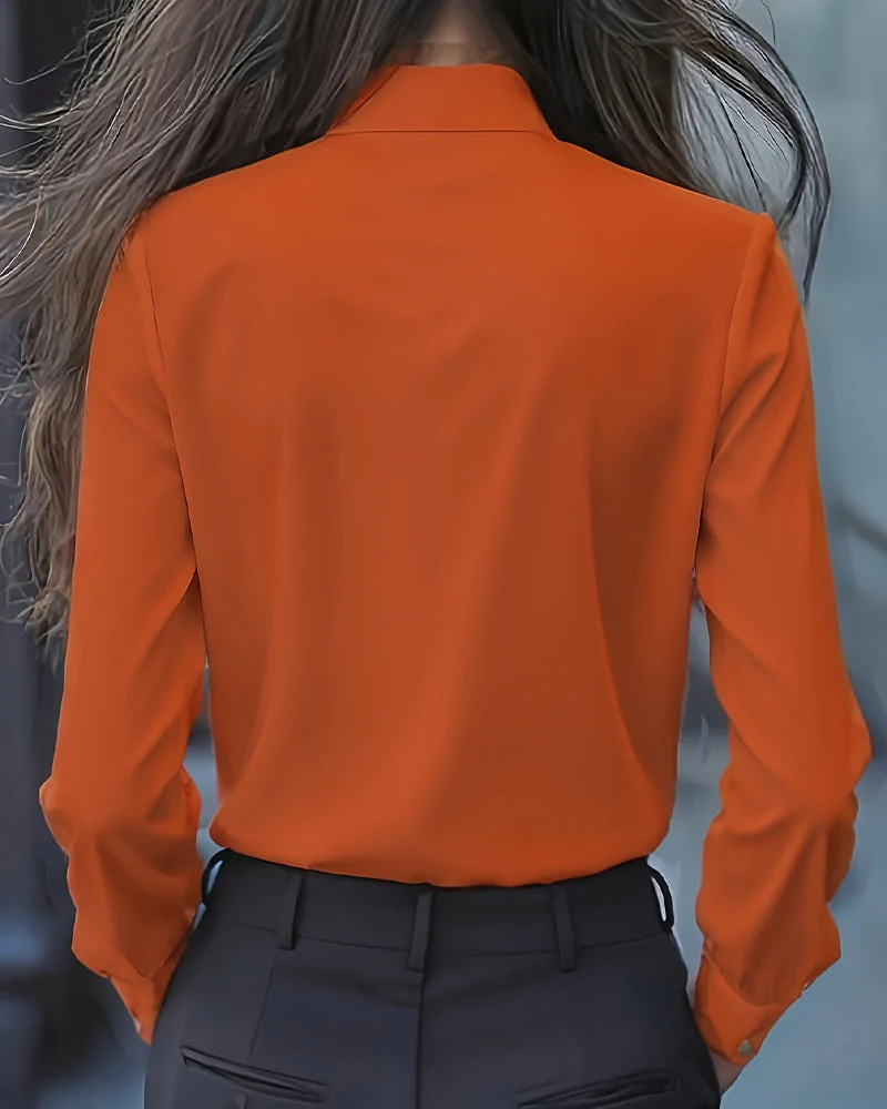 Bow Ruffle Long-Sleeved Shirt - Image 7