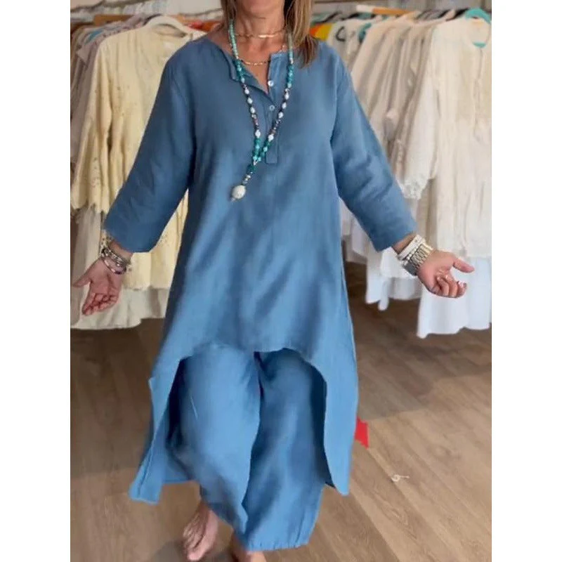 Breathable Cotton Linen Two Piece set - Image 18