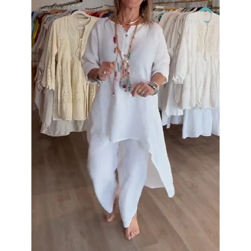 Breathable Cotton Linen Two Piece set - Image 5