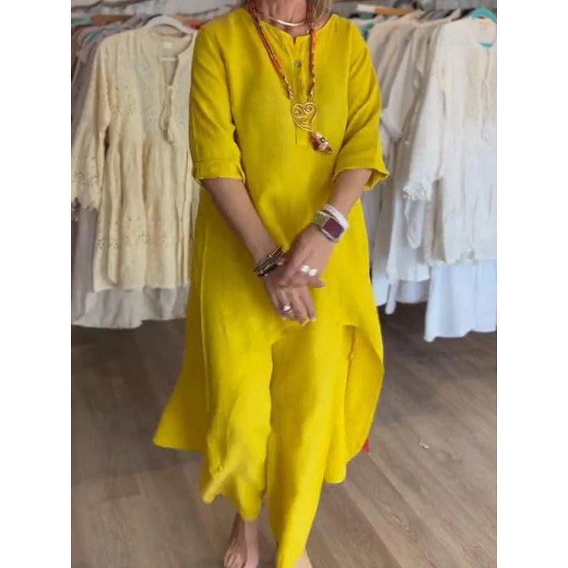 Breathable Cotton Linen Two Piece set - Image 6