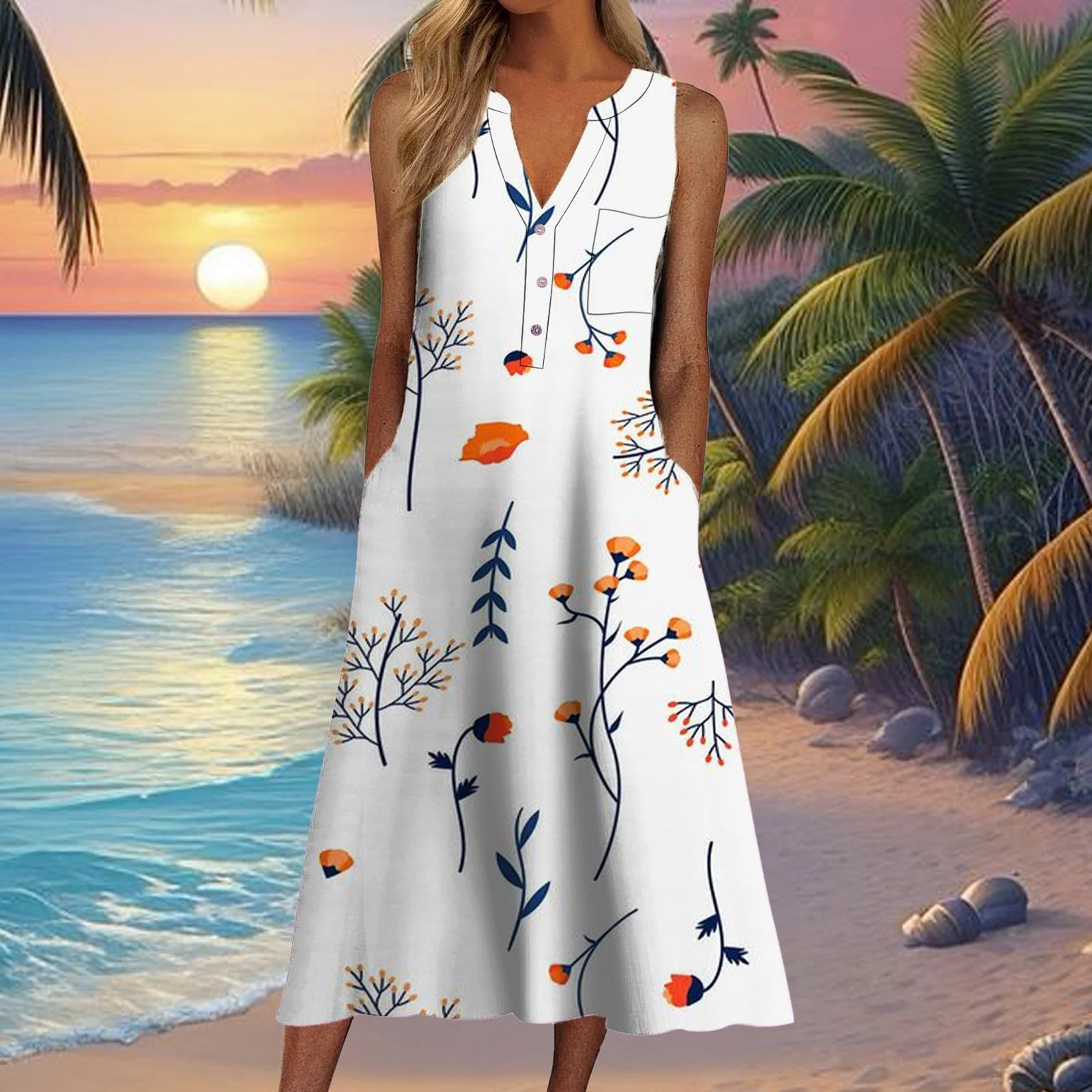 Breezy Mood V-Neck Dress - Image 4