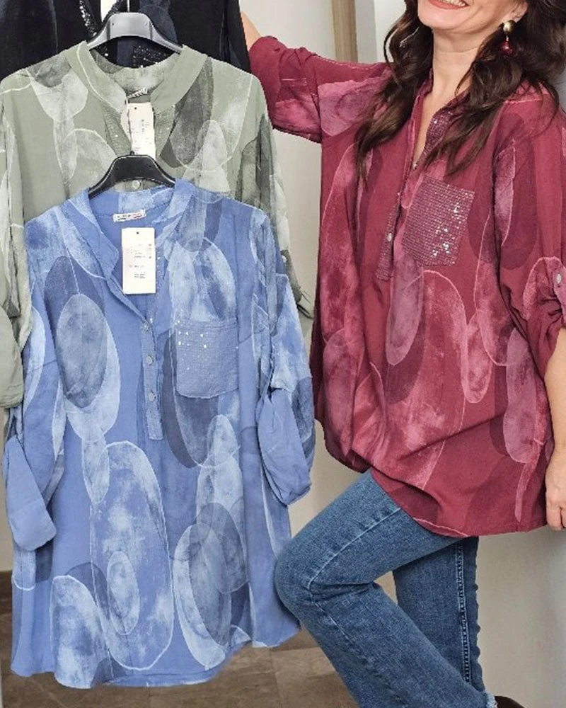 Button-Down Printed Pocket Blouse - Image 3