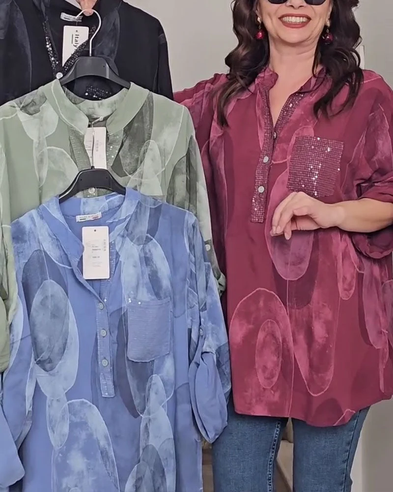 Button-Down Printed Pocket Blouse - Image 5