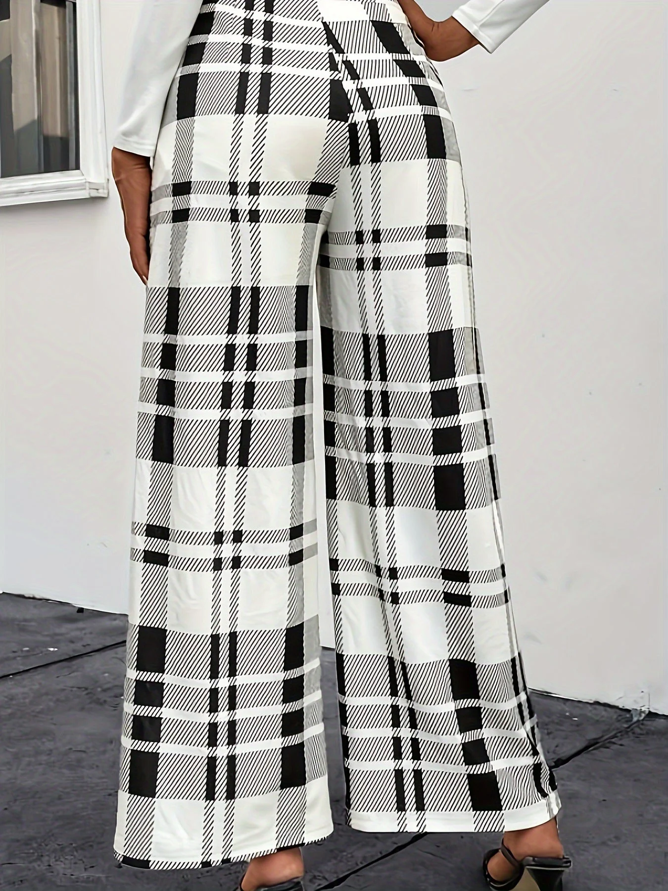 Button Plaid High Waisted Pants - Image 7