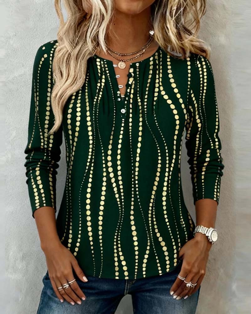 Button Print Long-Sleeve T-Shirt - Image 2