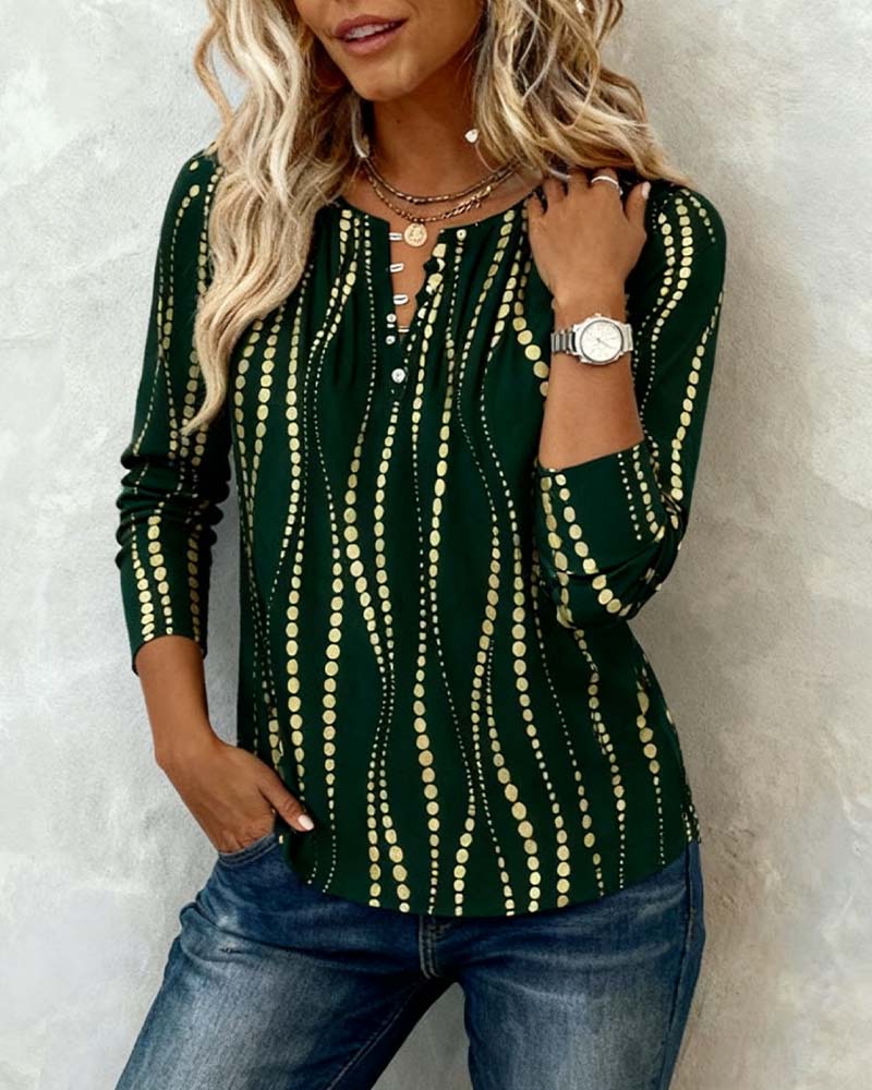 Button Print Long-Sleeve T-Shirt - Image 5