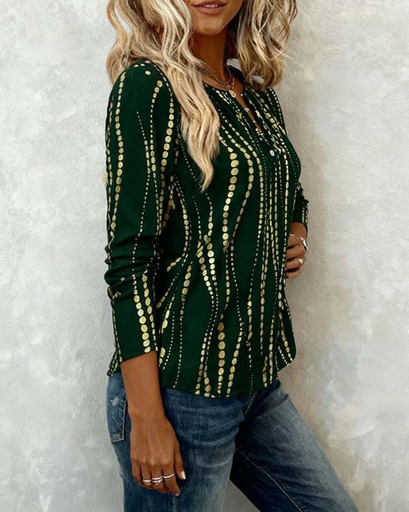 Button Print Long-Sleeve T-Shirt - Image 6