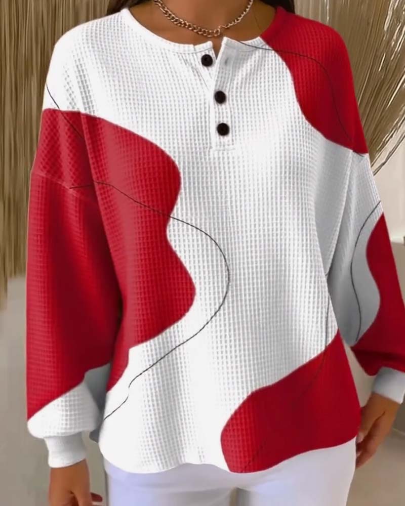 Buttoned Drop Shoulder Sweatshirt
