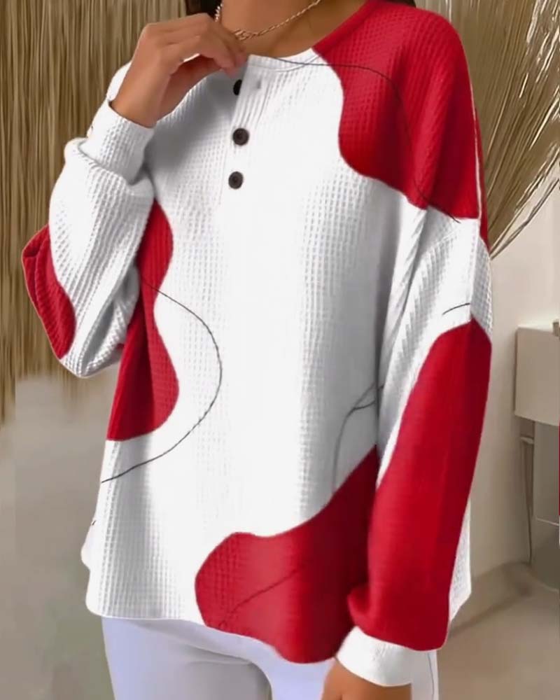 Buttoned Drop Shoulder Sweatshirt - Image 3
