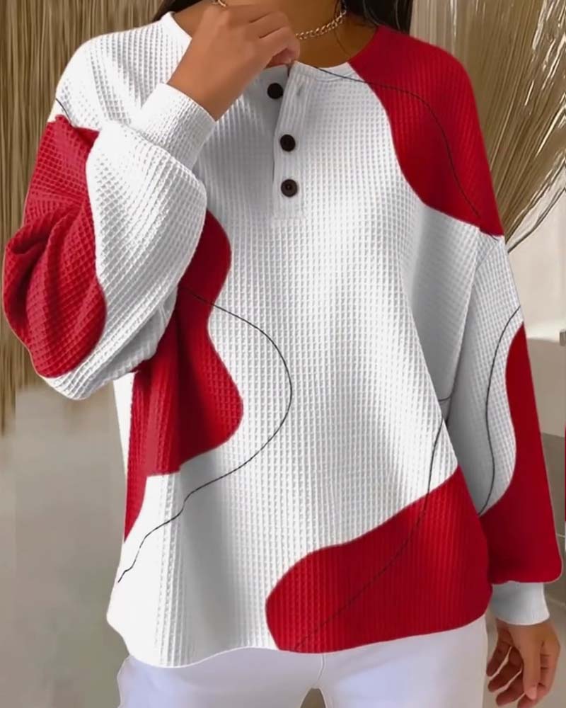 Buttoned Drop Shoulder Sweatshirt - Image 4