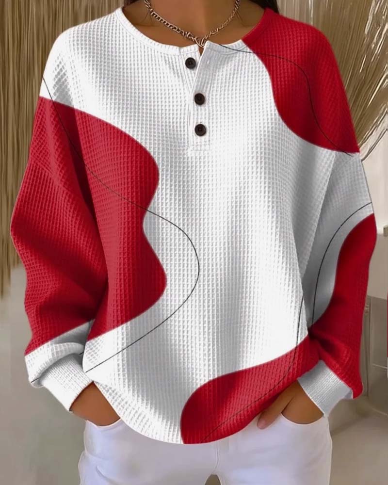 Buttoned Drop Shoulder Sweatshirt - Image 8