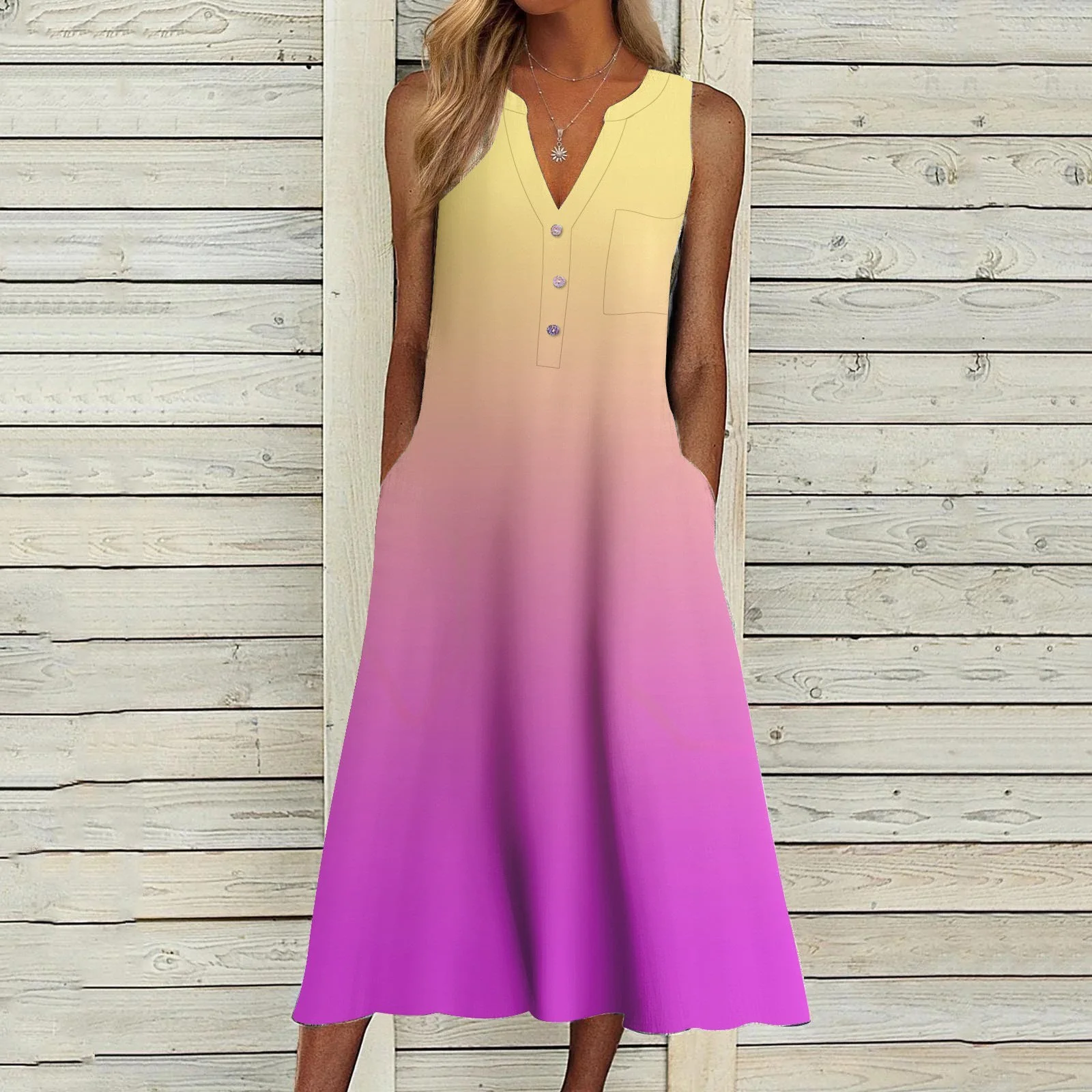 Carefree Stripes V-Neck Dress - Image 5