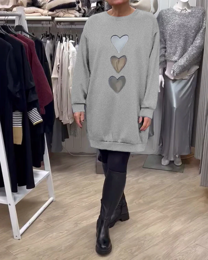 Casual Heart Pattern Shift Dress - Image 13