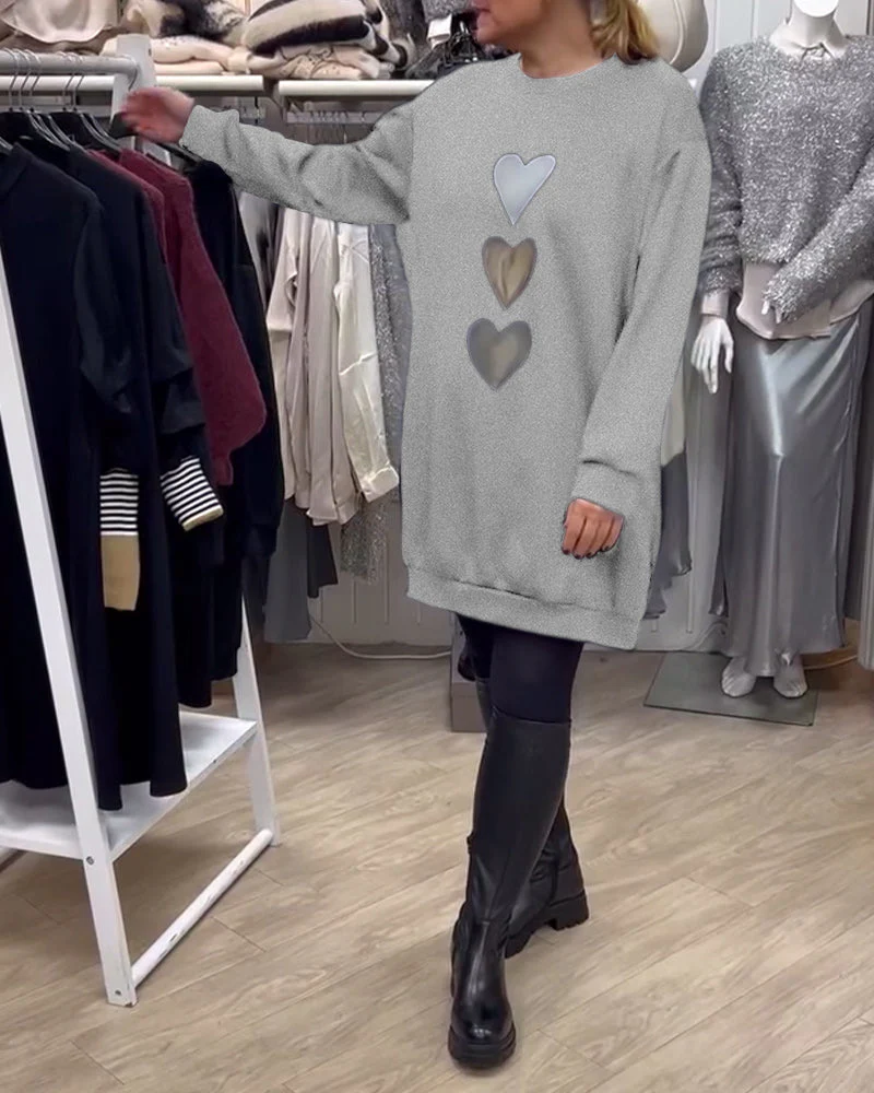 Casual Heart Pattern Shift Dress - Image 16