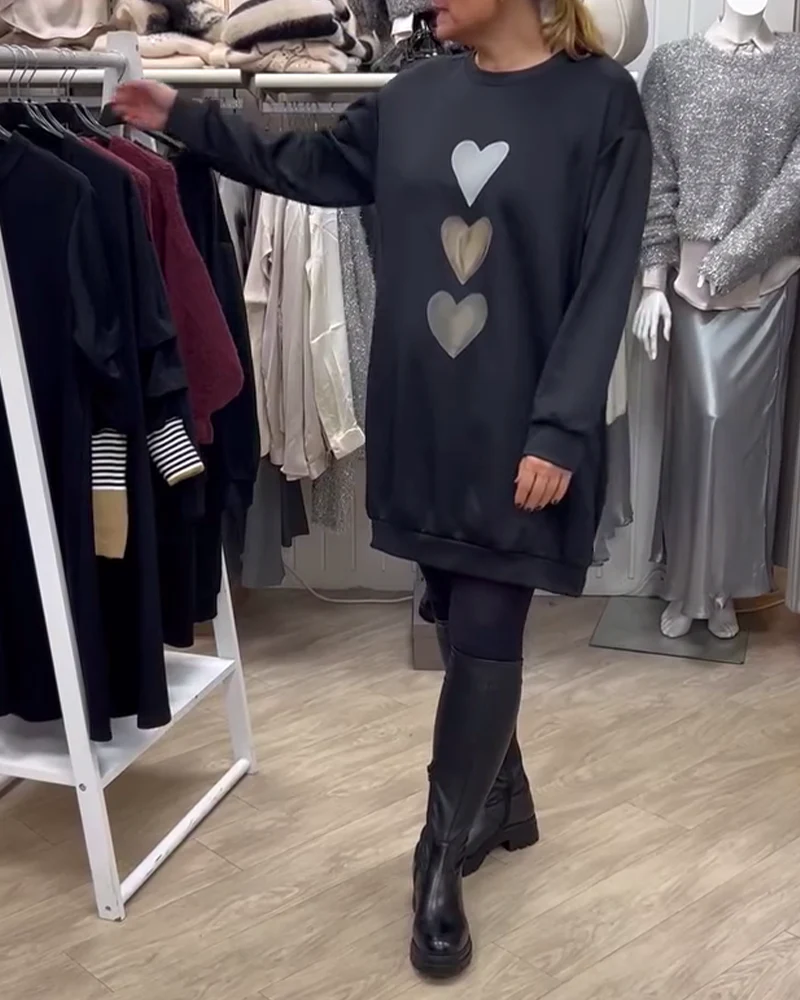 Casual Heart Pattern Shift Dress - Image 20