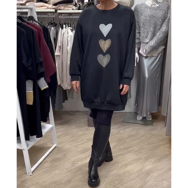 Casual Heart Pattern Shift Dress - Image 23