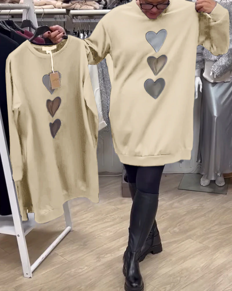 Casual Heart Pattern Shift Dress - Image 24