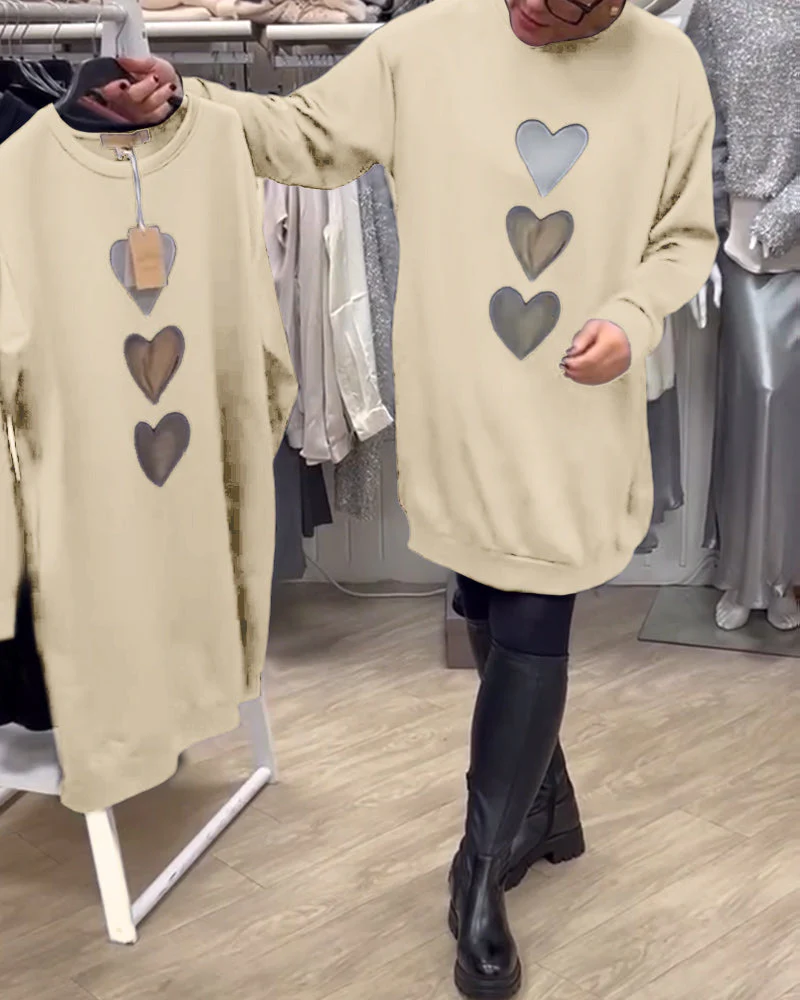 Casual Heart Pattern Shift Dress - Image 40
