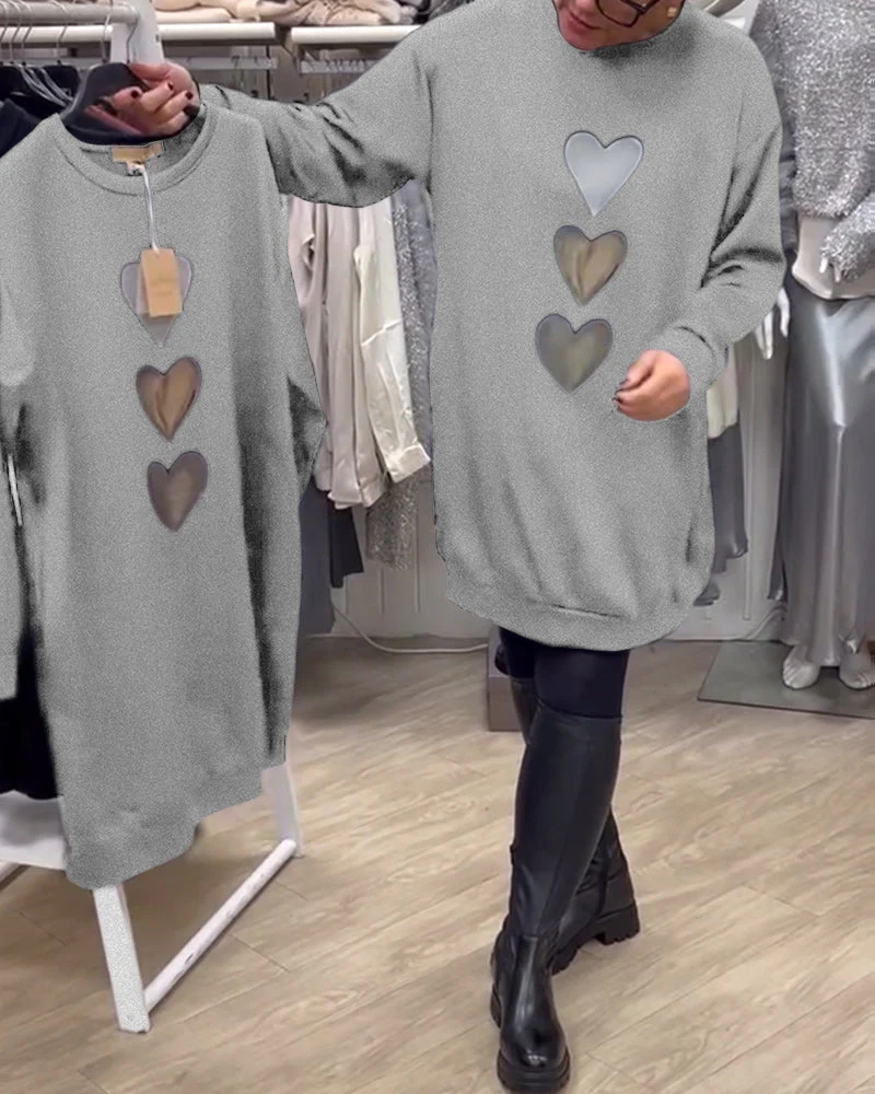 Casual Heart Pattern Shift Dress - Image 43